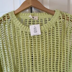 Vintage Charm Lime Open-Knit Sweater